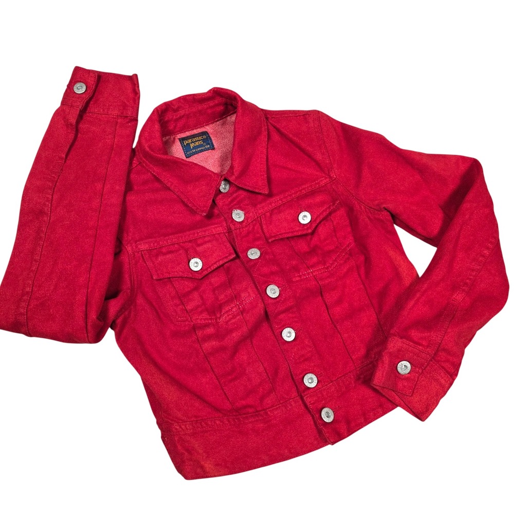 Parasuco Jeans Cropped Denim Jacket Extreme Fit Womens Y2K 90s Moto READ